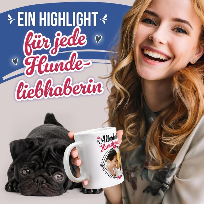 Tasse mit Spruch - Allerbeste Hundemama - mit Foto gestalten