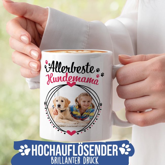 Tasse mit Spruch - Allerbeste Hundemama - mit Foto gestalten
