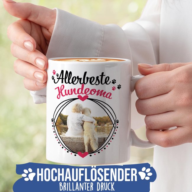 Tasse mit Spruch - Allerbeste Hundeoma - mit Foto gestalten