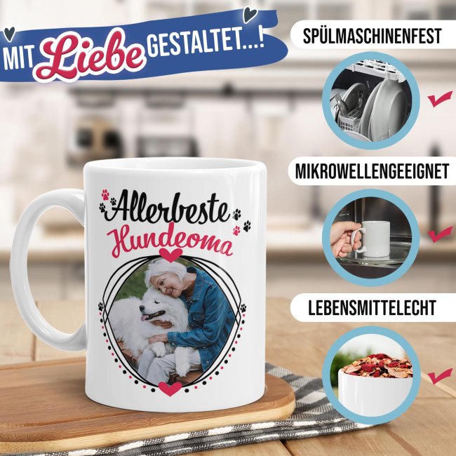 Tasse mit Spruch - Allerbeste Hundeoma - mit Foto gestalten