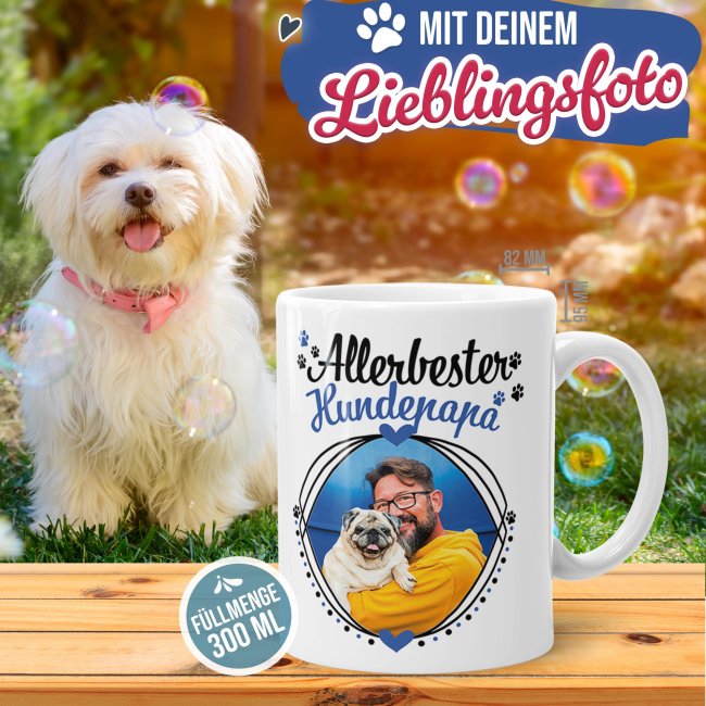 Tasse mit Spruch - Allerbester Hundepapa - mit Foto gestalten