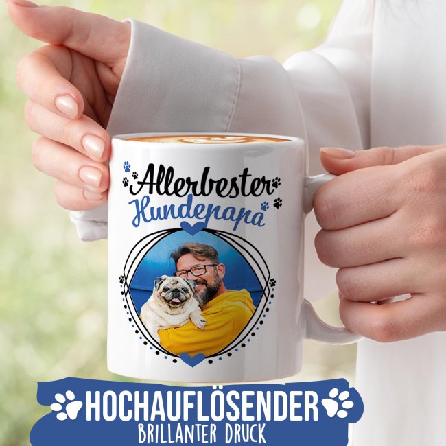 Tasse mit Spruch - Allerbester Hundepapa - mit Foto gestalten