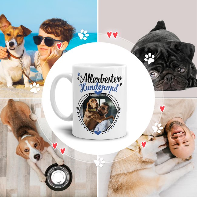 Tasse mit Spruch - Allerbester Hundepapa - mit Foto gestalten