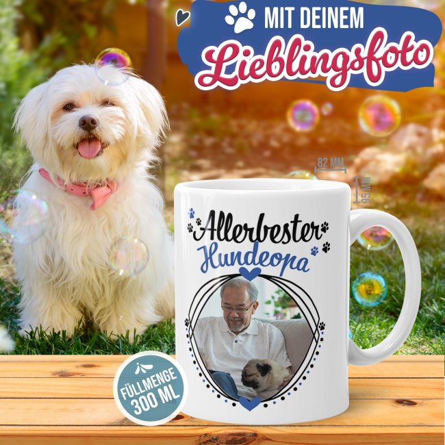 Tasse mit Spruch - Allerbester Hundeopa - mit Foto gestalten