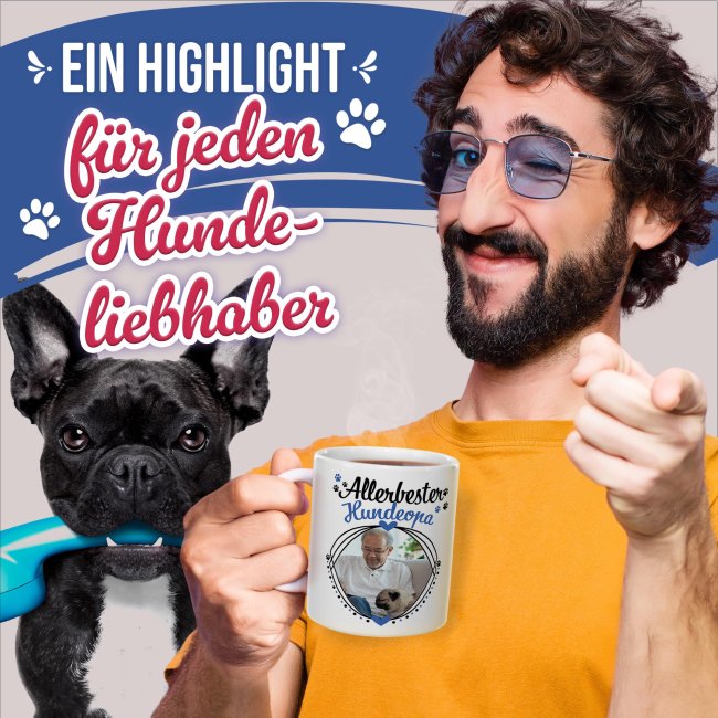 Tasse mit Spruch - Allerbester Hundeopa - mit Foto gestalten