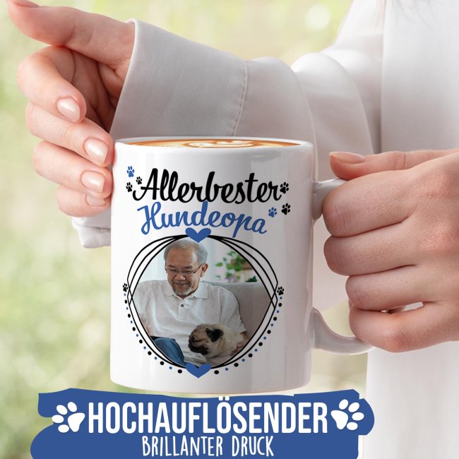 Tasse mit Spruch - Allerbester Hundeopa - mit Foto gestalten