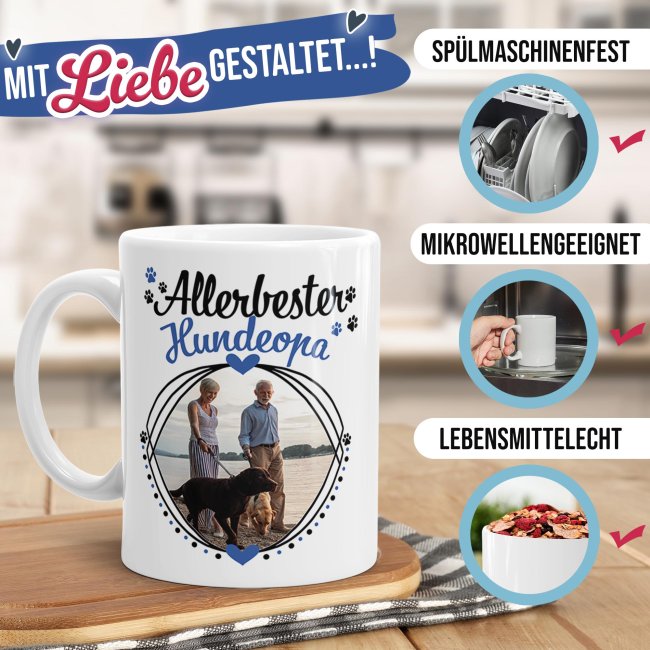 Tasse mit Spruch - Allerbester Hundeopa - mit Foto gestalten