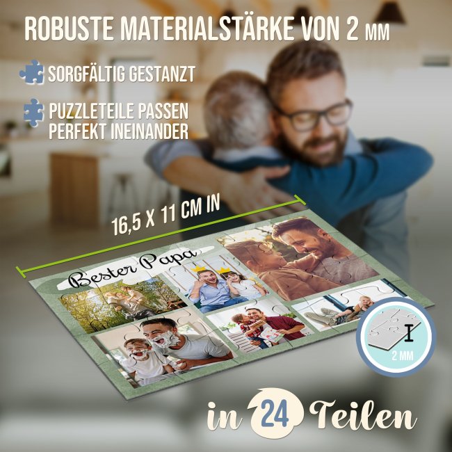 Foto-Puzzle mit Collage f&uuml;r 6 Fotos selbst gestalten - Bester Papa - 24 Teile inkl. Umschlag