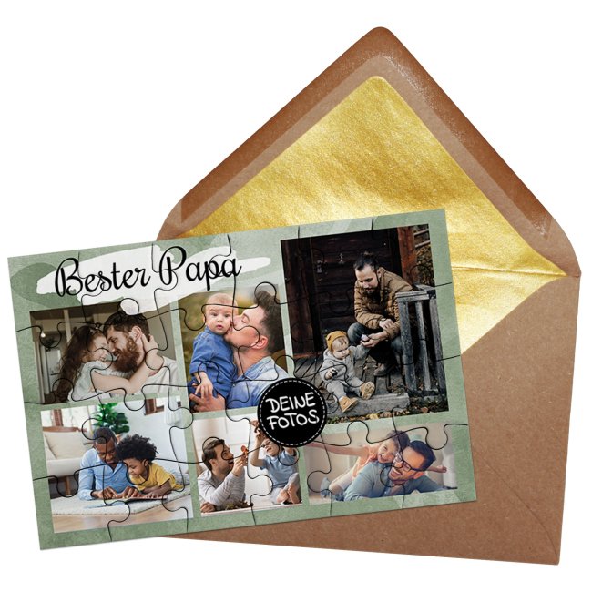 Foto-Puzzle mit Collage f&uuml;r 6 Fotos selbst gestalten - Bester Papa - 24 Teile inkl. Umschlag