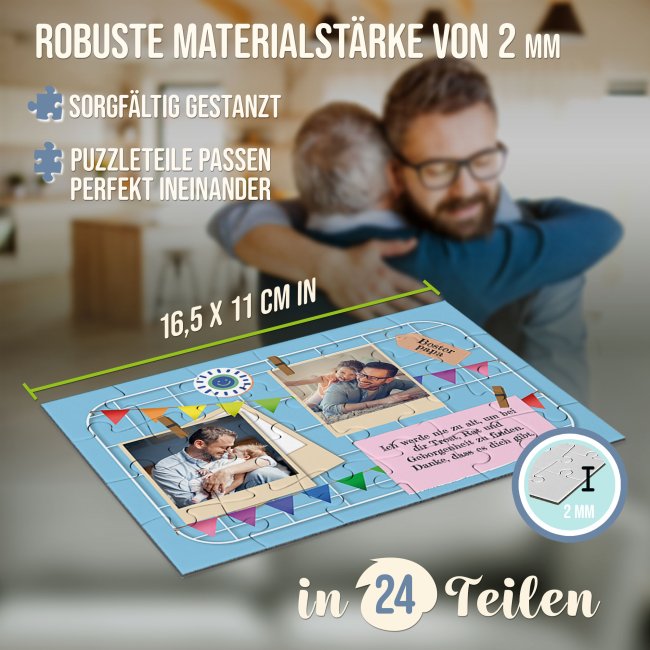 Foto-Puzzle - Bester Papa - mit zwei Fotos und Text gestalten - 24 Teile inkl. Umschlag