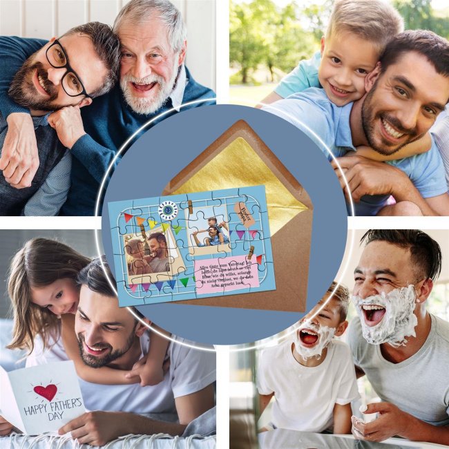 Foto-Puzzle - Bester Papa - mit zwei Fotos und Text gestalten - 24 Teile inkl. Umschlag