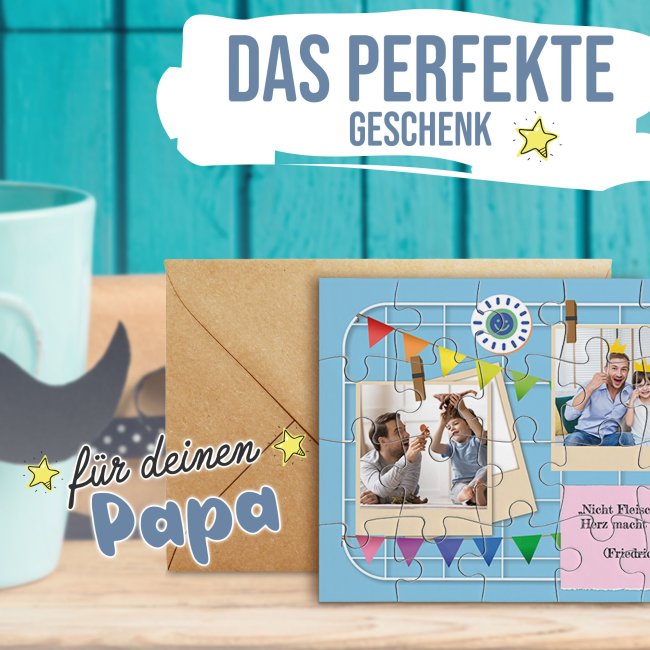 Foto-Puzzle - Bester Papa - mit zwei Fotos und Text gestalten - 24 Teile inkl. Umschlag