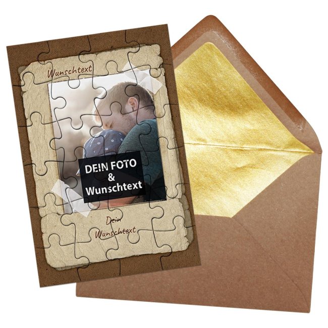 Personalisiertes Foto-Puzzle mit Foto und Text - Vintage - 24 Teile inkl. Umschlag