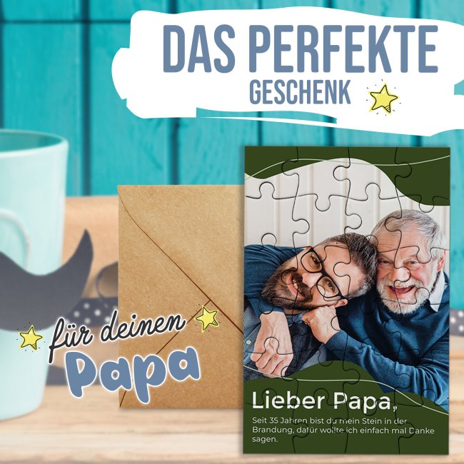 Foto-Puzzle f&uuml;r Papa mit pers&ouml;nlicher Botschaft und Foto gestalten - Lieber Papa - 24 Teile inkl. Umschlag