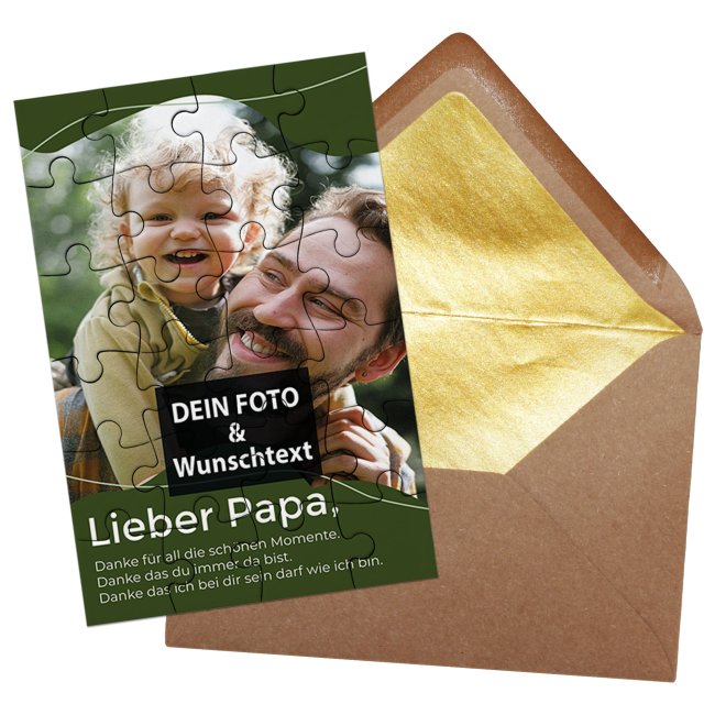 Foto-Puzzle für Papa mit persönlicher Botschaft und Foto gestalten - Lieber Papa - 24 Teile inkl. Umschlag