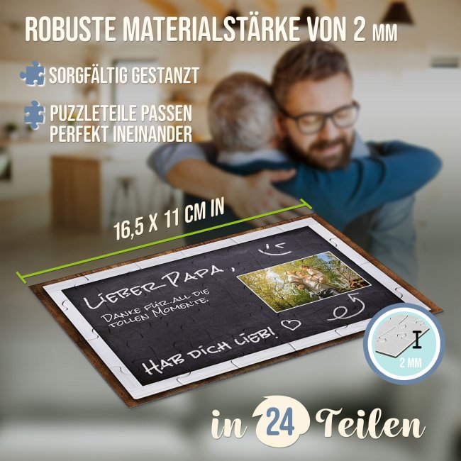 Personalisiertes Puzzle mit Foto und Wunschtext - Papa, ich hab dich lieb - 24 Teile inkl. Umschlag