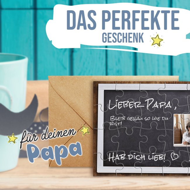 Personalisiertes Puzzle mit Foto und Wunschtext - Papa, ich hab dich lieb - 24 Teile inkl. Umschlag