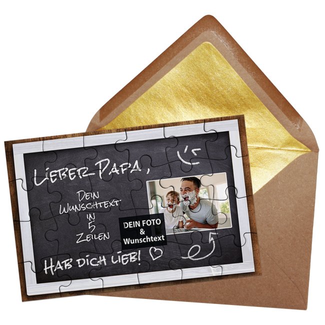 Personalisiertes Puzzle mit Foto und Wunschtext - Papa, ich hab dich lieb - 24 Teile inkl. Umschlag