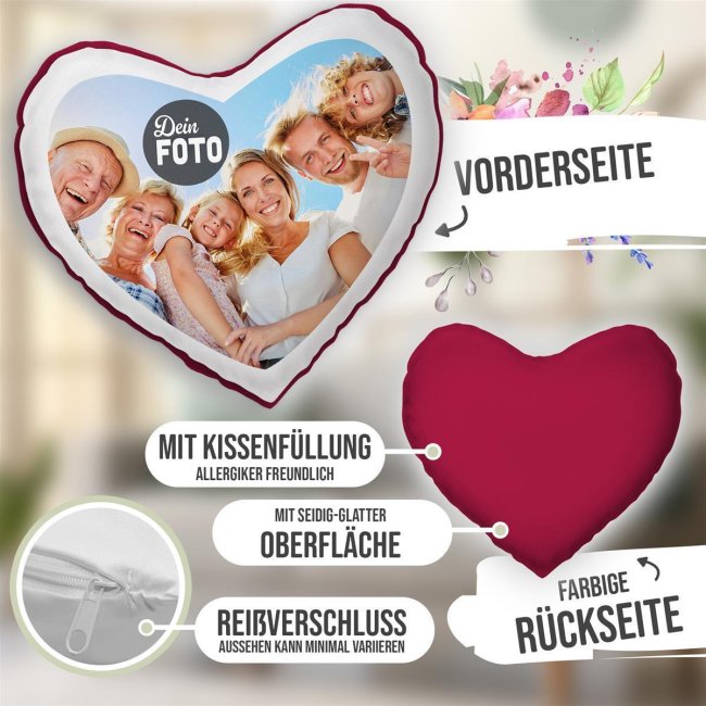 Personalisiertes Herzkissen - mit Foto und Text selbst gestalten