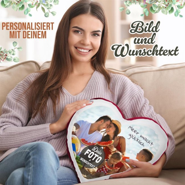 Personalisiertes Herzkissen - mit Foto und Text selbst gestalten