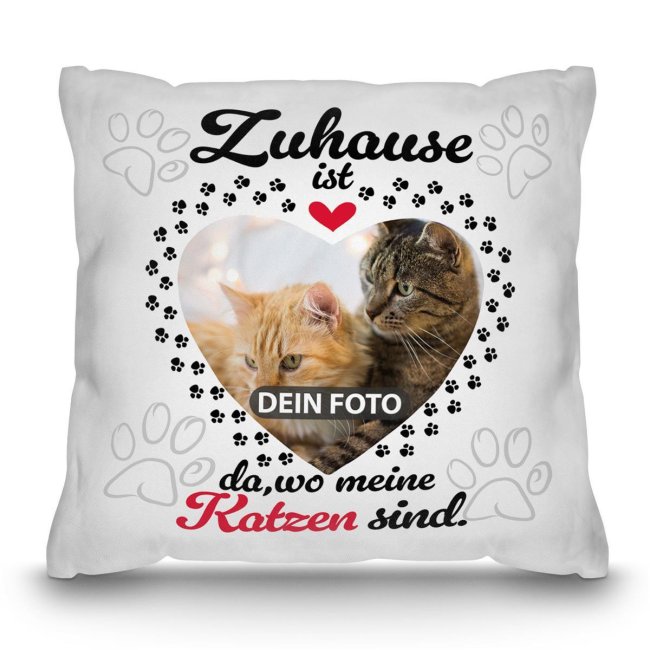 Katzen-Kissen mit Foto gestalten - Zuhause ist da, wo meine Katzen sind