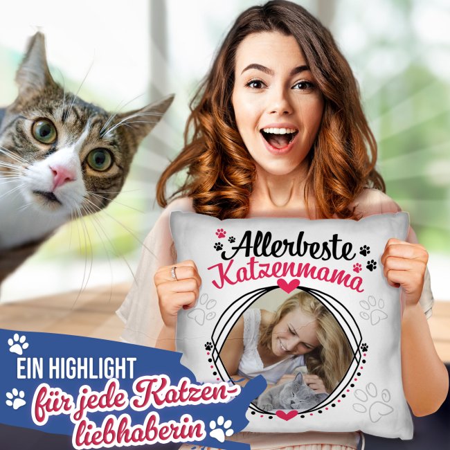 Kissen f&uuml;r die allerbeste Katzenmama - mit Foto selbst gestalten