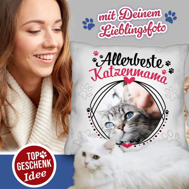 Kissen f&uuml;r die allerbeste Katzenmama - mit Foto selbst gestalten