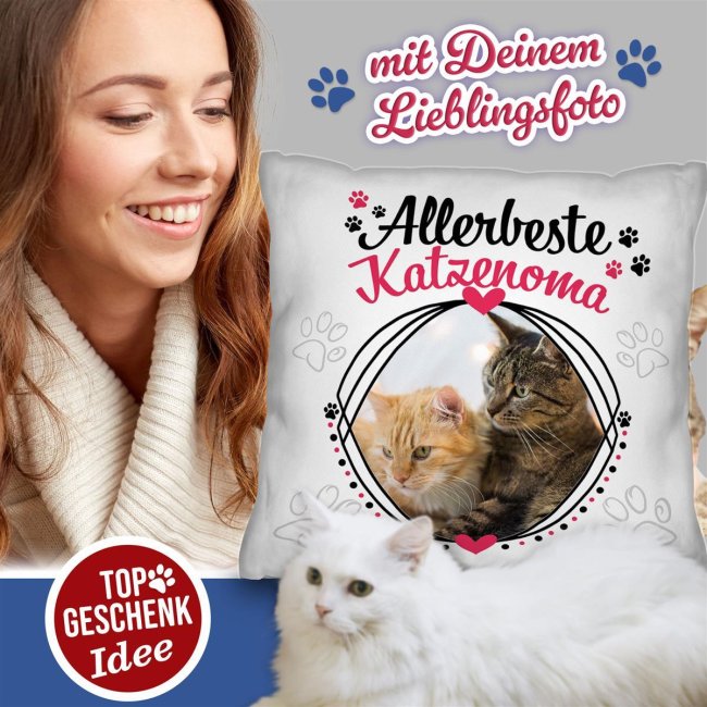 Kissen f&uuml;r die allerbeste Katzenoma - mit Foto selbst gestalten