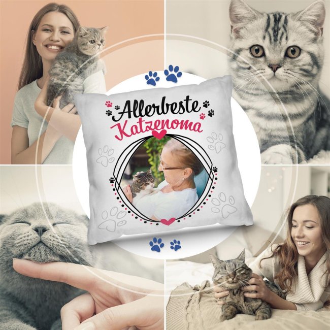 Kissen f&uuml;r die allerbeste Katzenoma - mit Foto selbst gestalten