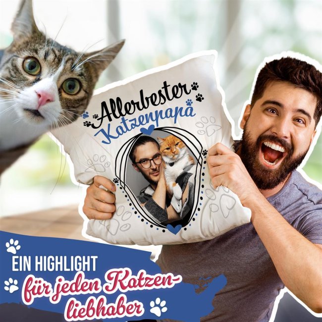 Kissen f&uuml;r den allerbesten Katzenpapa - mit Foto selbst gestalten