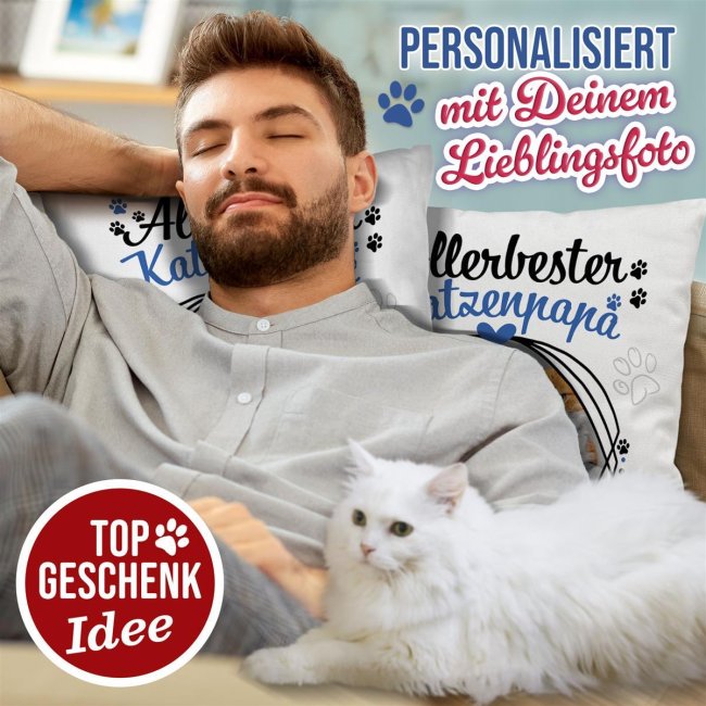 Kissen f&uuml;r den allerbesten Katzenpapa - mit Foto selbst gestalten