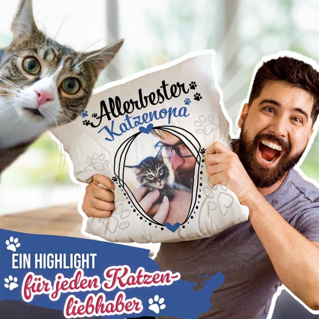 Kissen f&uuml;r den allerbesten Katzenopa - mit Foto selbst gestalten