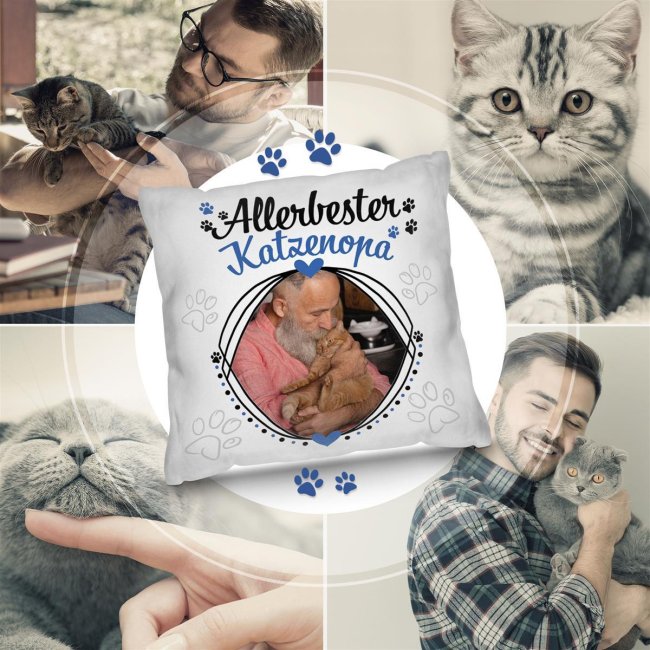 Kissen f&uuml;r den allerbesten Katzenopa - mit Foto selbst gestalten