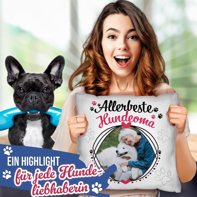 Kissen f&uuml;r die allerbeste Hundeoma - mit Foto selbst gestalten