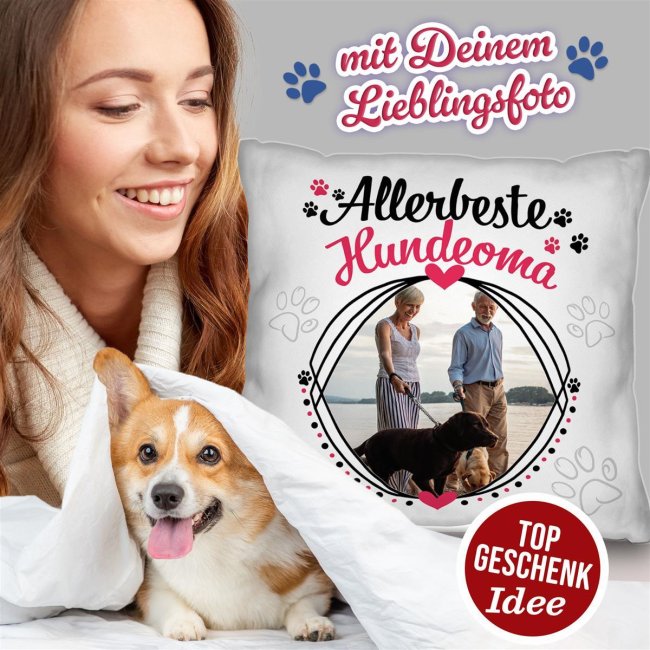 Kissen f&uuml;r die allerbeste Hundeoma - mit Foto selbst gestalten