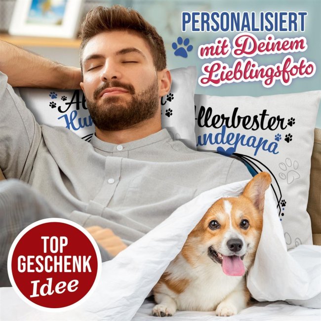 Kissen f&uuml;r den allerbesten Hundepapa - mit Foto selbst gestalten