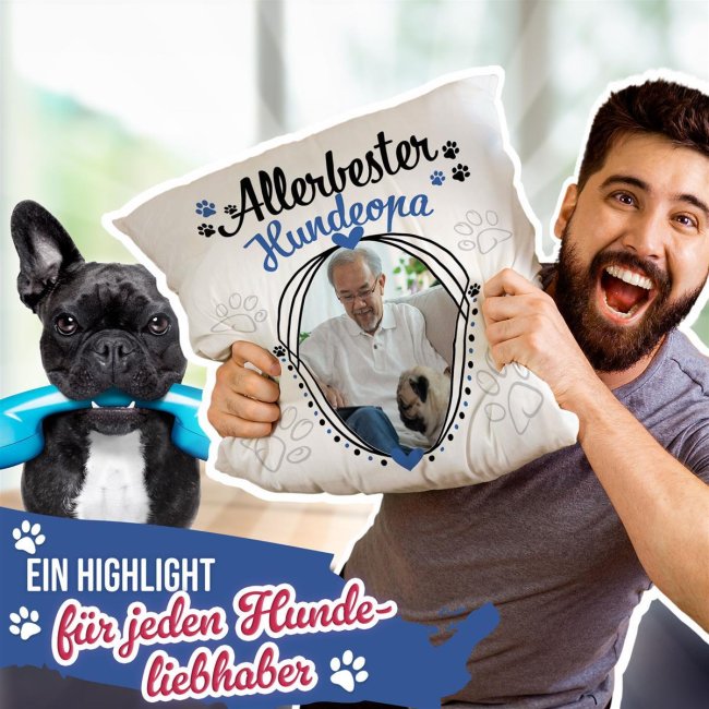 Kissen f&uuml;r den allerbesten Hundeopa - mit Foto selbst gestalten