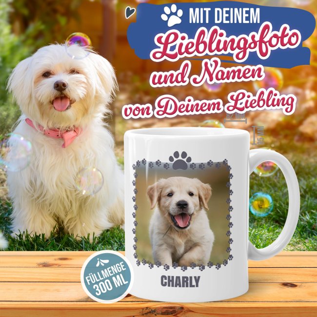 Hunde-Tasse f&uuml;r die beste Hundemama - mit Foto und Namen selbst gestalten