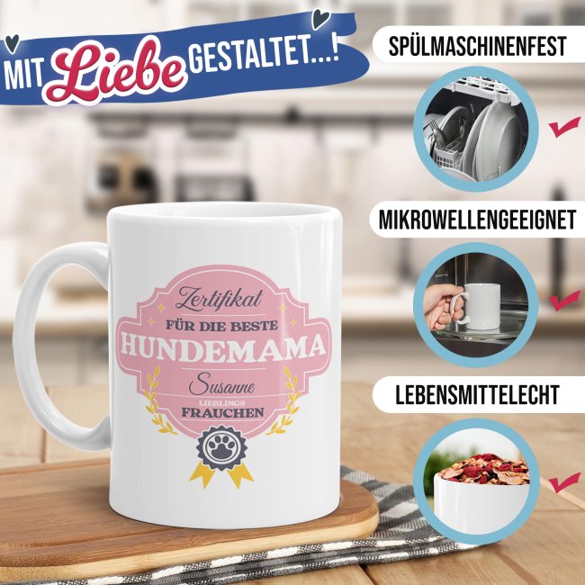 Hunde-Tasse f&uuml;r die beste Hundemama - mit Foto und Namen selbst gestalten