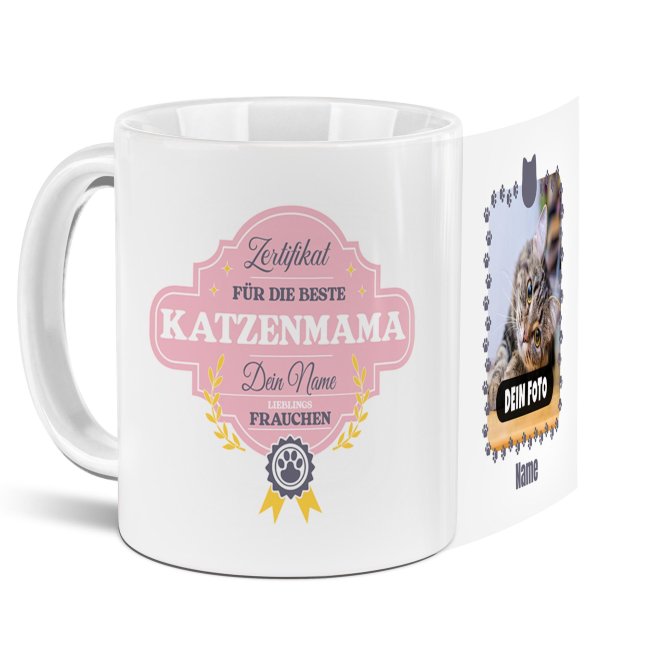 Katzen-Tasse f&uuml;r die beste Katzenmama - mit Foto und Namen selbst gestalten