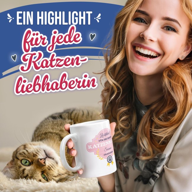 Katzen-Tasse f&uuml;r die beste Katzenmama - mit Foto und Namen selbst gestalten