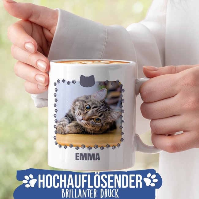 Katzen-Tasse f&uuml;r die beste Katzenmama - mit Foto und Namen selbst gestalten