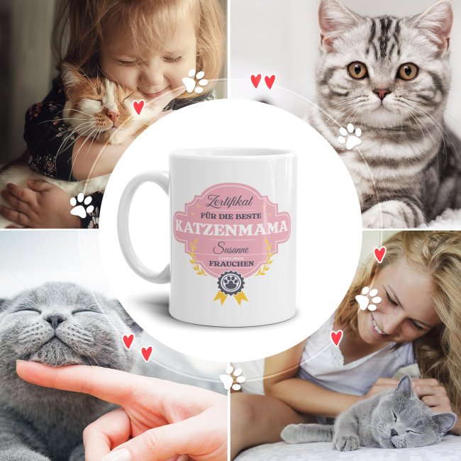 Katzen-Tasse f&uuml;r die beste Katzenmama - mit Foto und Namen selbst gestalten