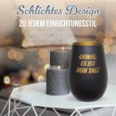 Schwarzes Windlicht mit Gravur - mit 5 Zeilen Text selbst...