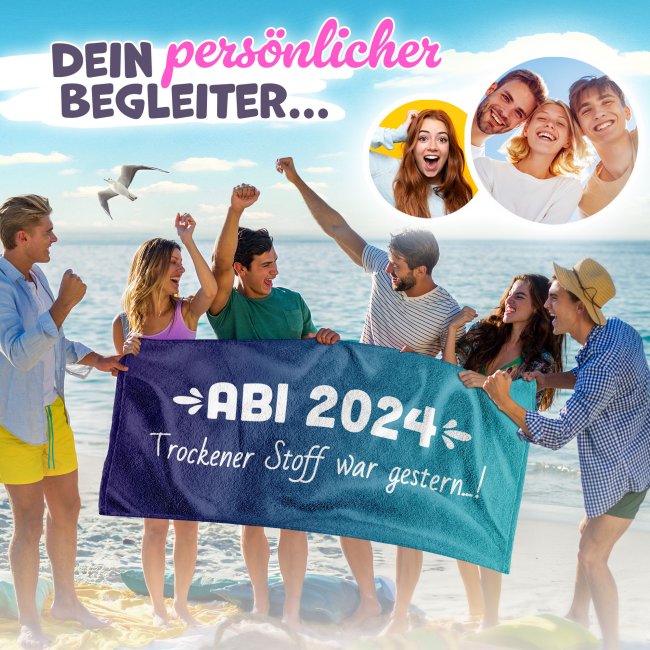 Handtuch - ABI-Trockener Stoff war gestern - blau - mit Jahr - in zwei Gr&ouml;&szlig;en