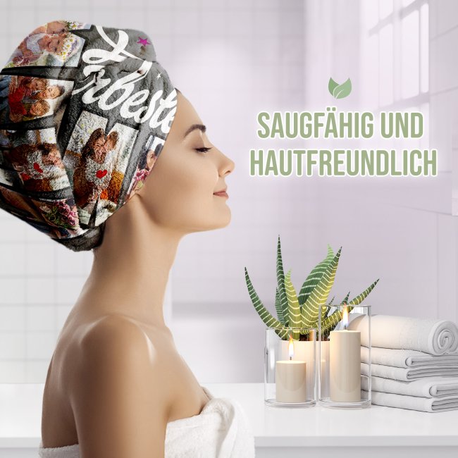 Handtuch - Allerbeste Mama - mit 4 Fotos - 100 x 50 cm