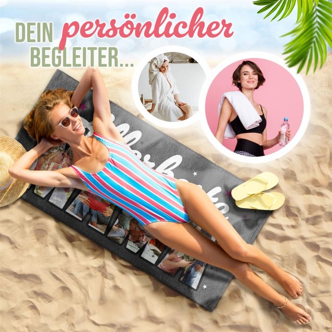 Handtuch - Allerbeste Mama - mit 4 Fotos - 100 x 50 cm