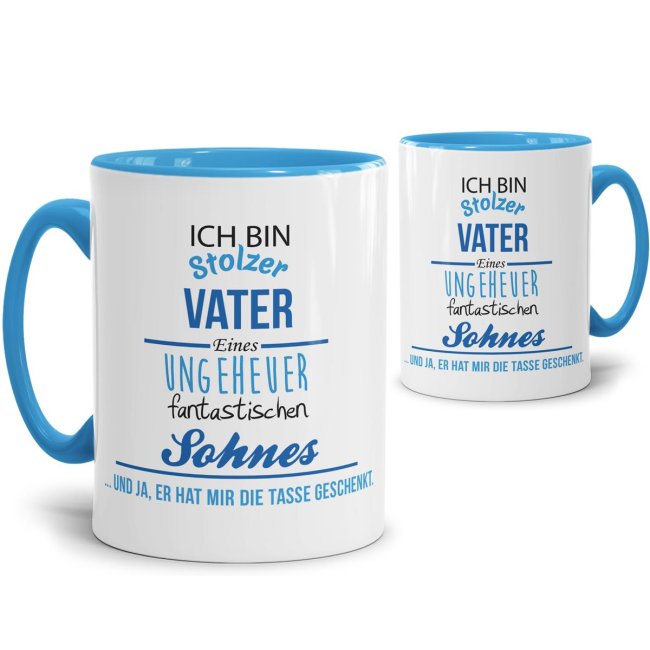 Tasse Stolzer Vater - Innen &amp; Henkel Blau