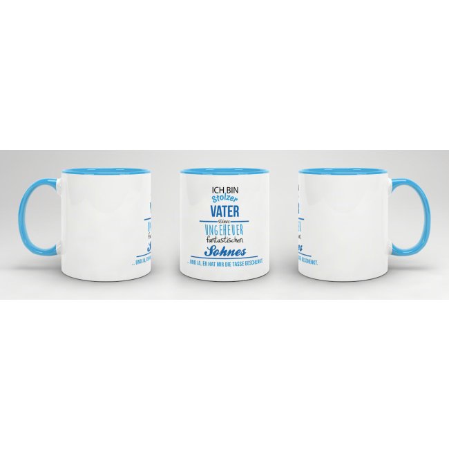 Tasse Stolzer Vater - Innen &amp; Henkel Blau