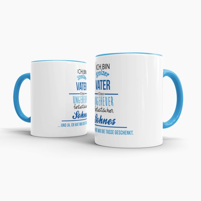 Tasse Stolzer Vater - Innen &amp; Henkel Blau